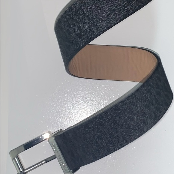 Michael Kors Charcoal Belt with Metallic Buckle